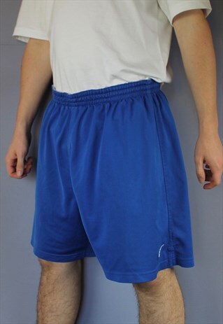 VINTAGE NIKE SHORTS IN BLUE WITH EMBROIDERED LOGO AND DRAWST