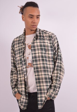 VINTAGE RALPH LAUREN SHIRT LOOSE FIT CHECK GREEN