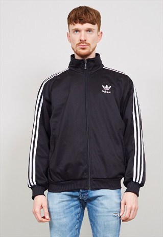 VINTAGE 90'S ADIDAS CLASSIC STRIPED BLACK TRACKSUIT JACKET