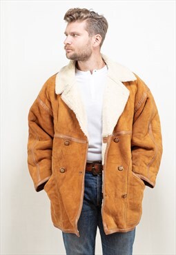 Vintage 80's Thierry Mugler Sheepskin Coat in Brown