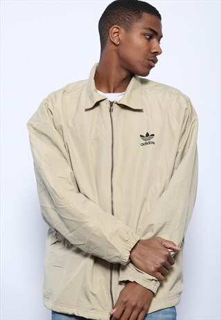 VINTAGE ADIDAS COLLARED LOGO JACKET BEIGE