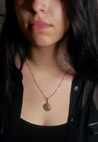 ARABIAN COIN 24K GOLD VACUUM PLATED CHAIN PENDANT