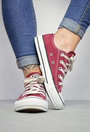 VINTAGE 90S CONVERSE BURGUNDY OX SHOES TRAINERS PREPPY RETRO