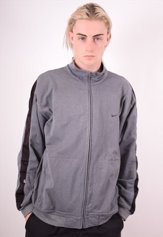 NIKE MENS VINTAGE TRACKSUIT TOP JACKET LARGE GREY 90S