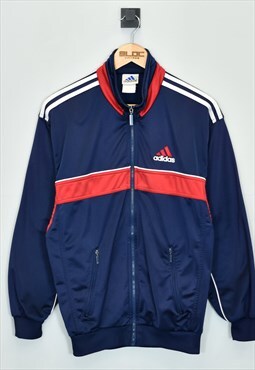 Vintage 1990's Adidas Tracksuit Top Blue Small 