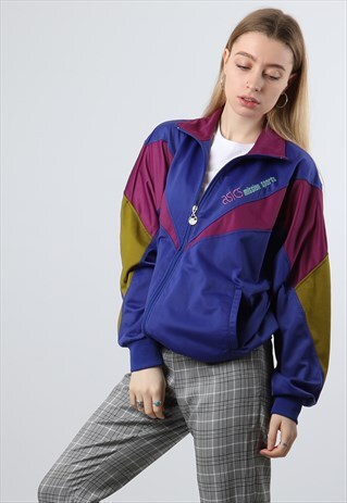 VINTAGE ASICS MEDIUM BLUE SHELL JACKET