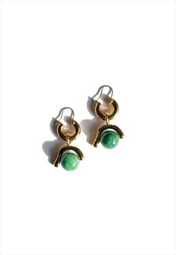 Cecile green jade drop earrings
