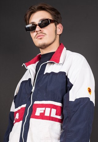 90'S BEIGE BIG LOGO FILA WINDBREAKER