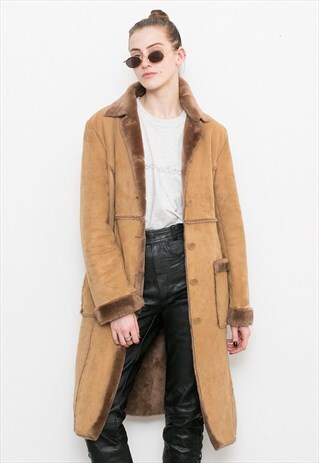 VINTAGE BROWN FAUX SHEARLING COAT