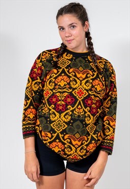 Vintage 90s Abstract Patterned Chunky Knit Jumper 