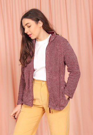 VINTAGE 90S ZIP FLEECE IN MAROON