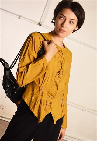 80'S RETRO MUSTARD DRAPED PARIS CHIC SUMMER JACKET