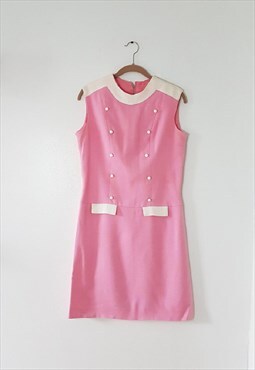 60s Vintage Mod Pink Shift Centre National Costume Dress