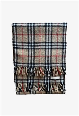 Vintage 80s Burberry Nova Check Wool Scarf