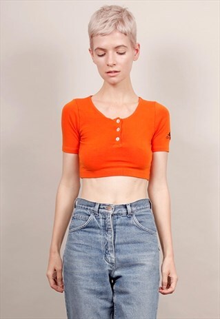 VINTAGE 90'S ADIDAS ORANGE CROP TOP