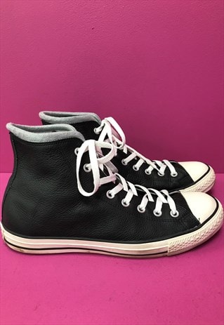 Trainers Black Leather Shoes High Top