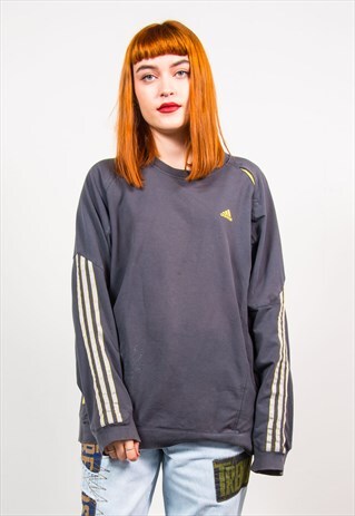 VINTAGE 90'S ADIDAS GREY SWEATER SWEATSHIRT