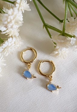 Whale Huggie Hoop Earrings