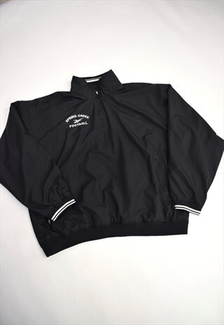VINTAGE 90S REEBOK BLACK 3/4 ZIP SWEATSHIRT