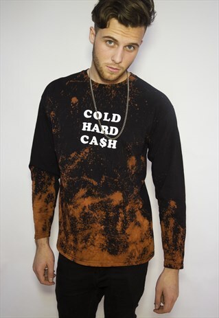 ART DISCO 'COLD HARD CASH' ACID BLEACHED LONG SLEEVE T-SHIRT