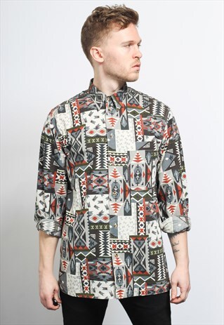 VINTAGE AZTEC PATTERNED SHIRT