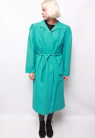 VINTAGE 80'S BEAUTIFUL UNIQUE TURQUOISE TRENCH