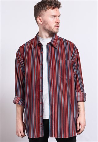VINTAGE CORDUROY CORD STRIPED SHIRT
