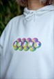 HOODIE IN WHITE WITH GEOMETRIC BUBBLE LOGO PRINT
