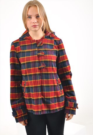 VINTAGE CHECKED HOODIE COAT
