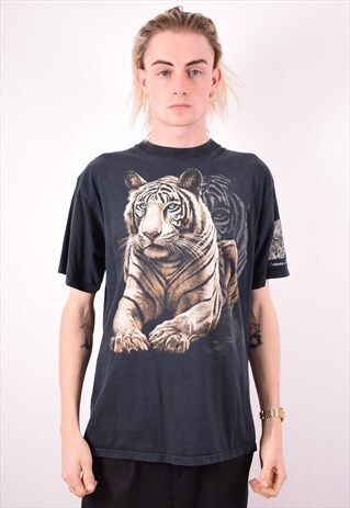 MENS VINTAGE T-SHIRT TOP MEDIUM BLACK 90S