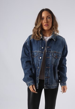 VINTAGE DENIM JACKET OVERSIZED FITTED UK 16 XL (OAJ)