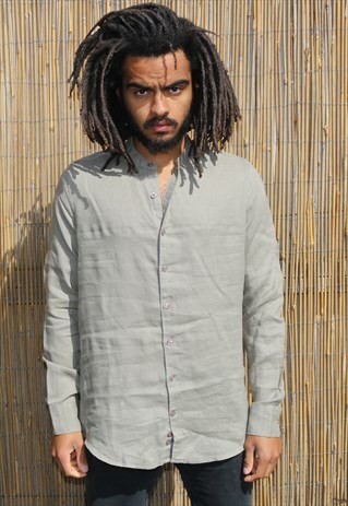 VINTAGE GRANDAD COLLAR SHIRT
