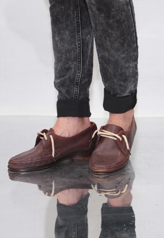 VINTAGE 80' AMAZING BEAUTIFUL BROWN LEATHER SHOES