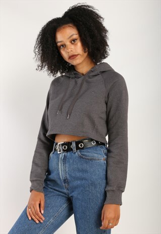 VINTAGE CHAMPION REWORKED CROPPED HOODIE IN GREY Z788