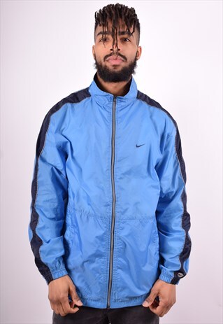 NIKE MENS VINTAGE TRACKSUIT TOP JACKET LARGE BLUE 90'S