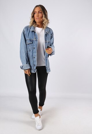 DENIM JACKET OVERSIZED FITTED VINTAGE UK 16 - 18 (C1L)