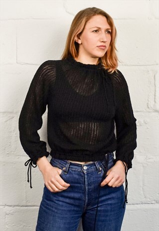 VINTAGE 70S BLACK CROP JUMPER