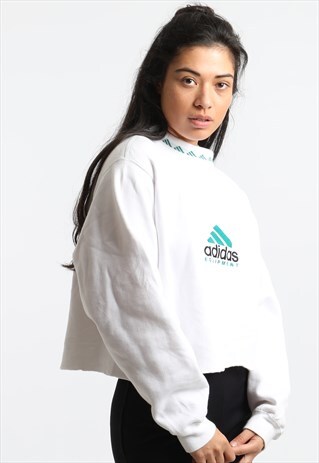 90S ADIDAS EQUIPMENT CROPPED EMBROIDERED LOGO SWEATSHIRT