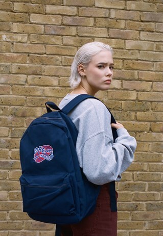 BACKPACK IN NAVY BLUE WITH DREAM INTO THE FUTURE EMBROIDERY