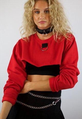 RED CROPPED SWEATSHIRT