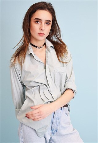 90'S RETRO STRIPED BOYFRIEND'S OVERSIZED DESIGNER SHIRT