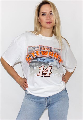 RETRO OVERSIZED NASCAR LOGO MOTO RACING T-SHIRT