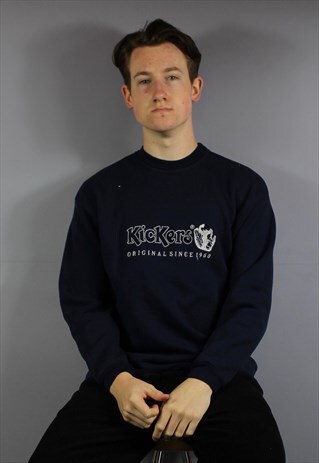 VINTAGE KICKERS SWEATSHIRT IN NAVY BLUE WITH EMBROIDERED LOG
