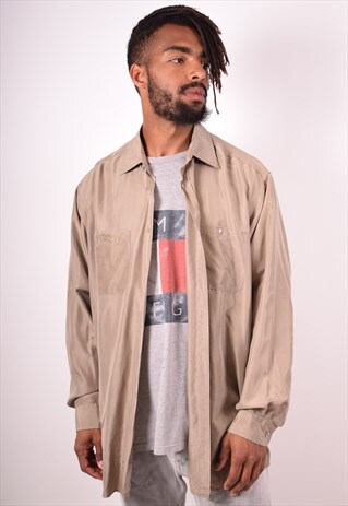 BENETTON MENS VINTAGE SHIRT LARGE GREY 90S
