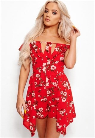 ERIN RED FLORAL PLAYSUIT