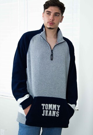 VINTAGE TOMMY HILFIGER SWEATSHIRT JUMPER 1/4 ZIP 90S XL 22.7