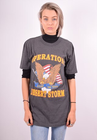 ASICS WOMENS VINTAGE T-SHIRT TOP LARGE GREY 90'S