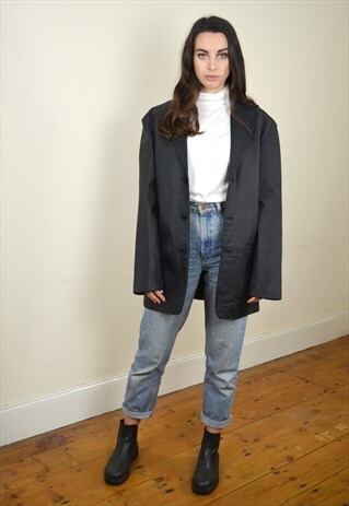 90S VINTAGE BLACK LEATHER JACKET