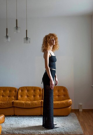 VINTAGE Y2K D&G MAXI LACE SKIRT IN BLACK