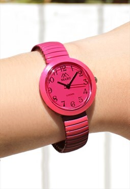 Ladies Mini Fushia Pink Watch on Expander Strap